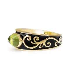 9ct Yellow Gold Peridot and Enamel Ring