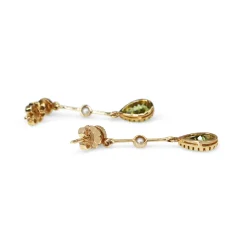 9ct Yellow Gold Peridot and Pearl Drop Earrings