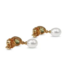 9ct Yellow Gold Peridot and Pearl Earrings