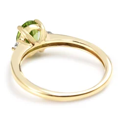 9ct Yellow Gold Peridot and Diamond 3 Stone Ring