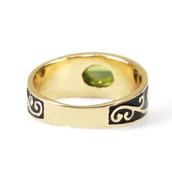 9ct Yellow Gold Peridot and Enamel Ring