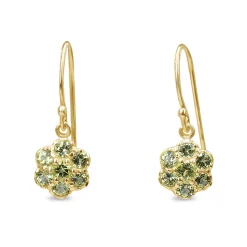 9ct Yellow Gold Peridot Daisy Drop Earrings
