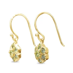 9ct Yellow Gold Peridot Daisy Drop Earrings