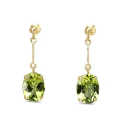 18ct Yellow Gold Peridot Drop Earrings