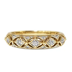 10ct Yellow Gold Pierced Out Diamond Band Ring