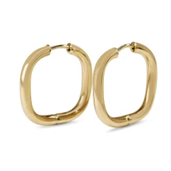 9ct Yellow Gold Pillow Shaped Hoop Earrings