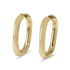 9ct Yellow Gold Pillow Shaped Hoop Earrings