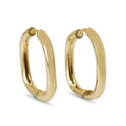 9ct Yellow Gold Pillow Shaped Hoop Earrings