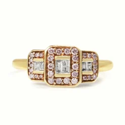 9ct Yellow Gold Pink and White Diamond Ring