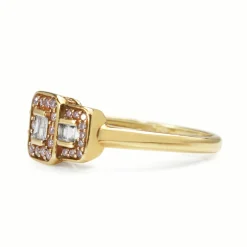 9ct Yellow Gold Pink and White Diamond Ring