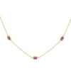 18ct Yellow Gold Pink Sapphire and Diamond Necklace