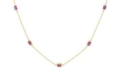 18ct Yellow Gold Pink Sapphire and Diamond Necklace