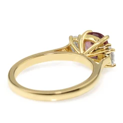 18ct Yellow Gold Pink Sapphire and Diamond 3 Stone Ring