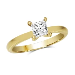18ct Yellow Gold Princess Cut Solitaire Diamond Ring