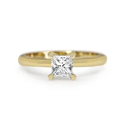 18ct Yellow Gold Princess Cut Solitaire Diamond Ring