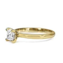 18ct Yellow Gold Princess Cut Solitaire Diamond Ring