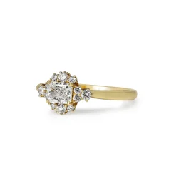 18ct Yellow Gold Radiant Halo East West Diamond Ring
