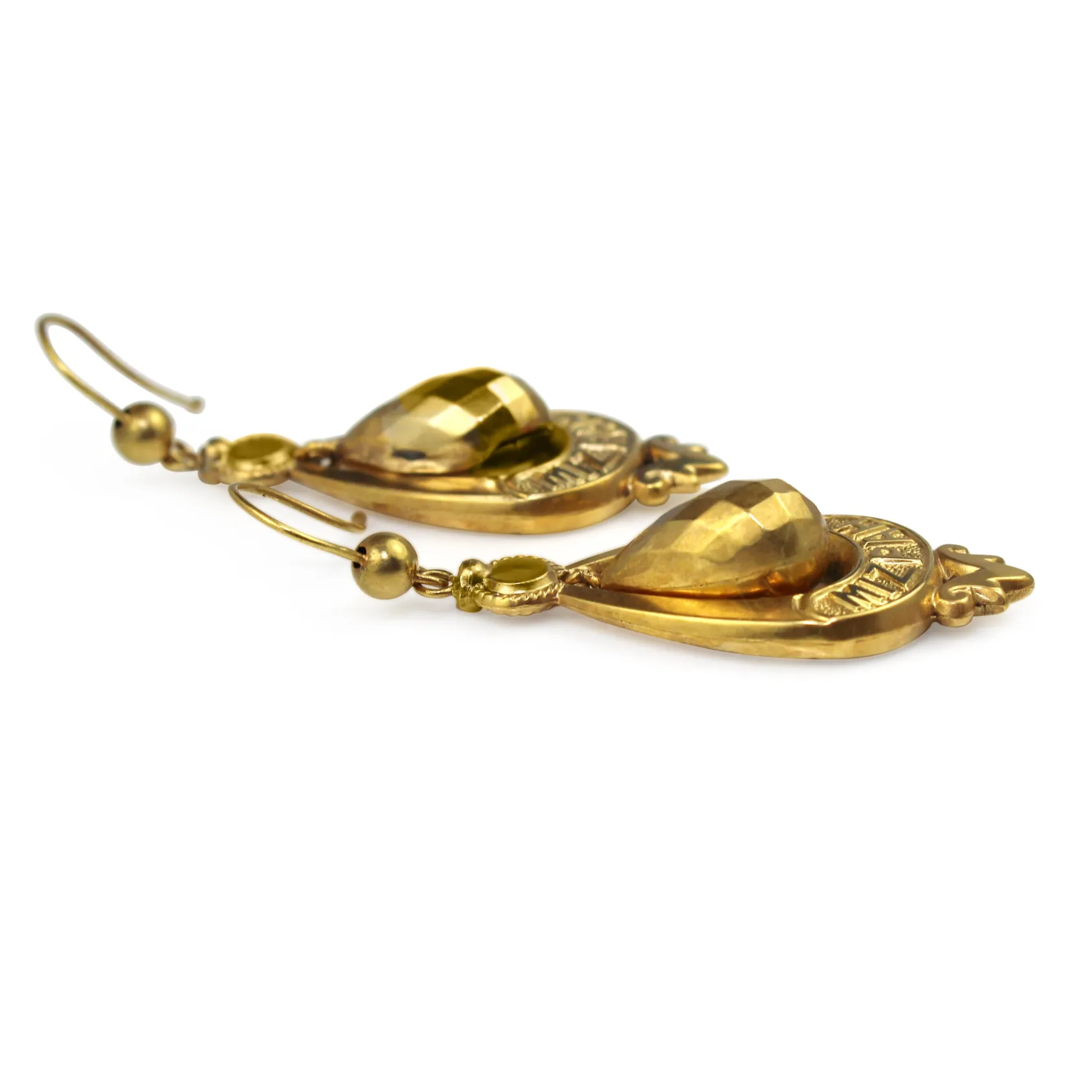 9ct Yellow Gold Rare Antique MIZPAH Earrings