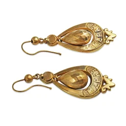 9ct Yellow Gold Rare Antique MIZPAH Earrings