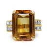 14ct Yellow Gold Retro Citrine and Diamond Cocktail Ring