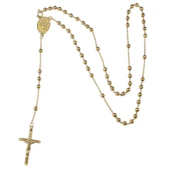 9ct Yellow Gold Rosary Bead Necklace with Crucifix