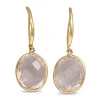 9ct Yellow Gold Rose Quartz Drop Earrings