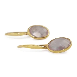 9ct Yellow Gold Rose Quartz Drop Earrings