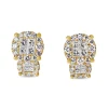 18ct Yellow Gold Round and Princess Cut Diamond Cluster Earrings