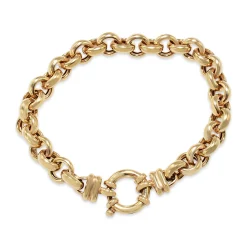 9ct Yellow Gold Round Belcher Link Bracelet with Bolt Ring Clasp
