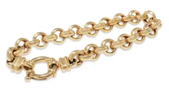 9ct Yellow Gold Round Belcher Link Bracelet with Bolt Ring Clasp