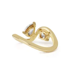 18ct Yellow Gold Round Brilliant Cut and Pear Diamond Moi Et Toi Style Ring