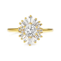 18ct Yellow Gold Round Starburst Ring