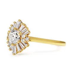 18ct Yellow Gold Round Starburst Ring