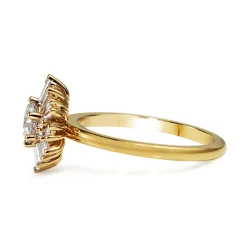 18ct Yellow Gold Round Starburst Ring