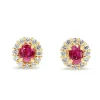 18ct Yellow Gold Ruby and Diamond Halo Stud Earrings