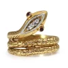14ct Yellow Gold Ruby and Diamond Snake Ring