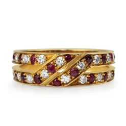 18ct Yellow Gold Ruby and Diamond Vintage Ring
