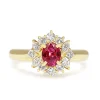 18ct Yellow Gold Ruby and Diamond Cluster Ring