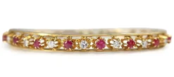 14ct Yellow Gold Ruby and Diamond Bangle