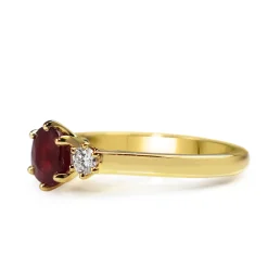 18ct Yellow Gold Ruby and Diamond 3 Stone Ring