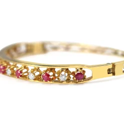 14ct Yellow Gold Ruby and Diamond Bangle