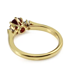 18ct Yellow Gold Ruby and Diamond 3 Stone Ring