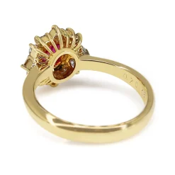 18ct Yellow Gold Ruby and Diamond Cluster Ring