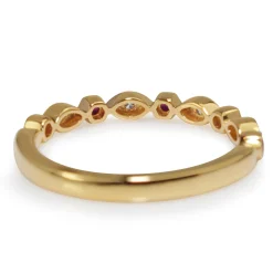 18ct Yellow Gold Ruby and Diamond Vintage Style Band