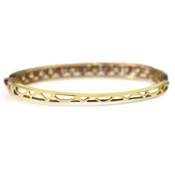 14ct Yellow Gold Ruby and Diamond Bangle