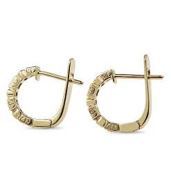 9ct Yellow Gold Ruby and Diamond Deco Style Hoop Earrings