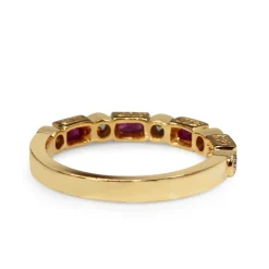 9ct Yellow Gold Ruby and Diamond Deco Style Band Ring