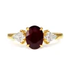 18ct Yellow Gold Ruby and Kite Diamond 3 Stone Ring