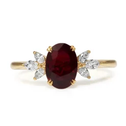 18ct Yellow Gold Ruby and Marquise Diamond Ring