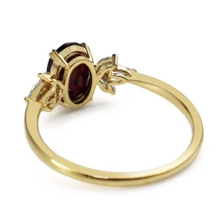 18ct Yellow Gold Ruby and Marquise Diamond Ring